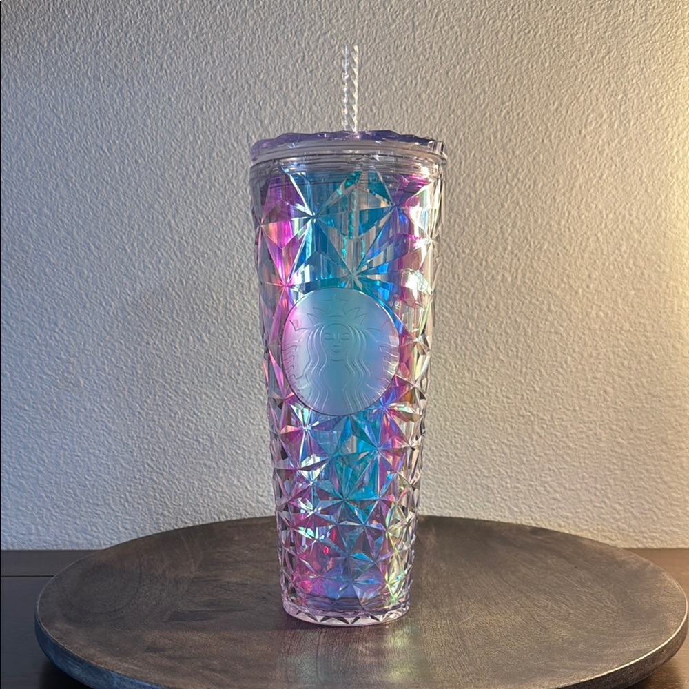 Starbucks Christmas Holiday White Clear Diamond Prism Crystal Venti Tumbler